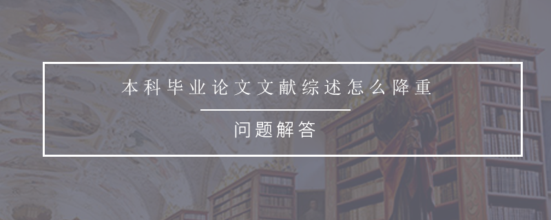 本科毕业论文文献综述怎么降重