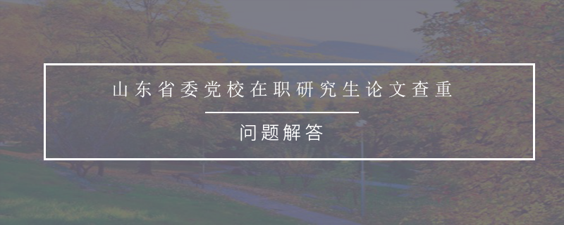 山东省委党校在职研究生论文查重